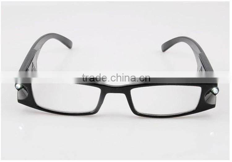 Ultra Bright Dual LED Lighted Up Map Book Readers Reading Black Full Frame Eye Glasses Eyeglass Spectacle Diopter Magnifier Ligh