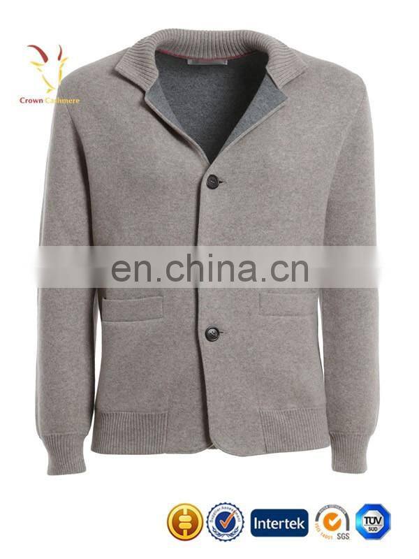 Jacket Style Thick Knitted Cashmere Sweater Cardigan for Men