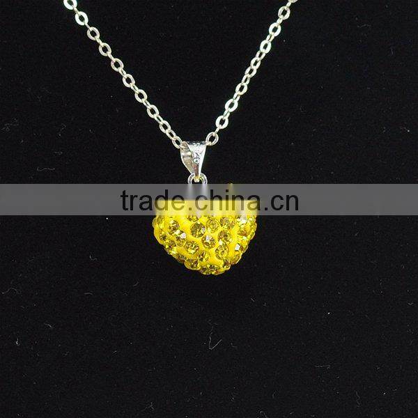 Wholesale Heart Shape New Arrival Double Colors White and Purple Crystal Clay Shamballa With Silver Chains Necklace