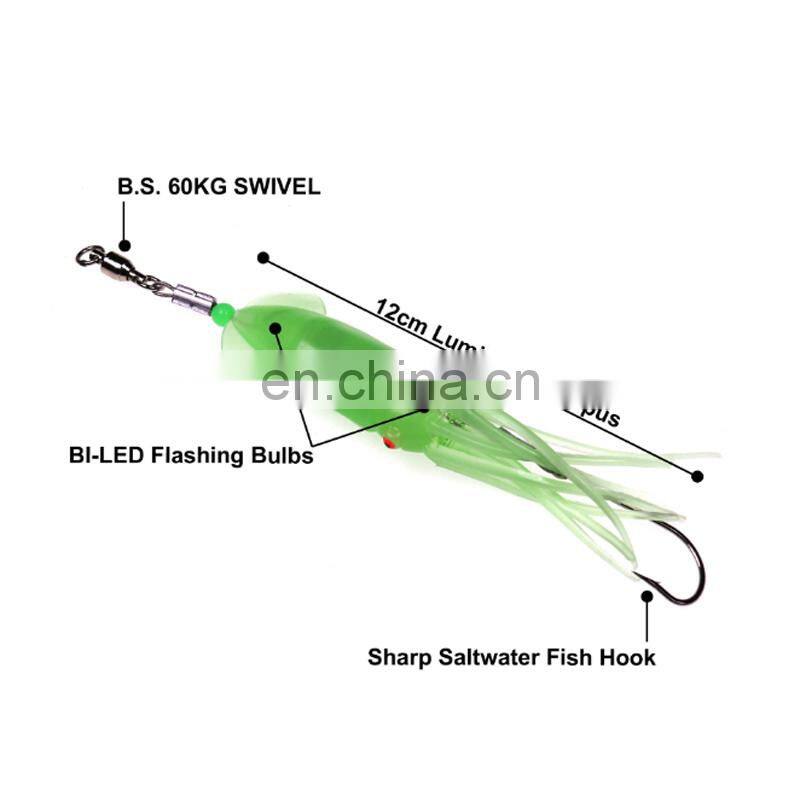 12cm 12g Trolling Sea Fish Lures Luminous Octopus artificial bait for fishing LED Light Electronic squid bait