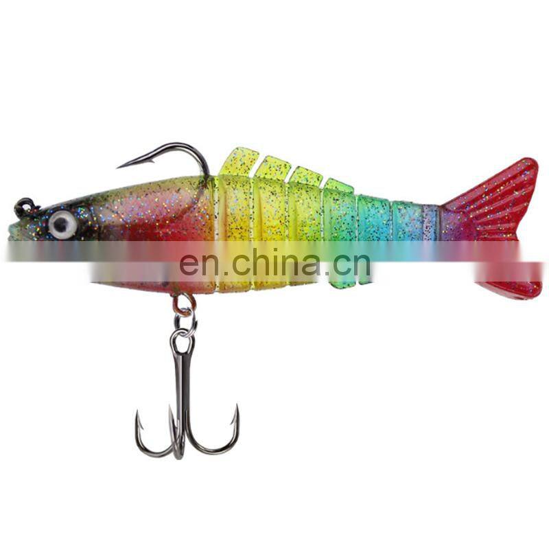 Wholesale 9cm18g 8 Sections Fishing Tackle Bait Fish Bait With Hook Soft Vibe Multi Jointed Lure