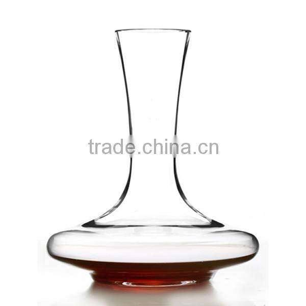 Mouth blown transparent crystal dipped finish wine decanter with handle