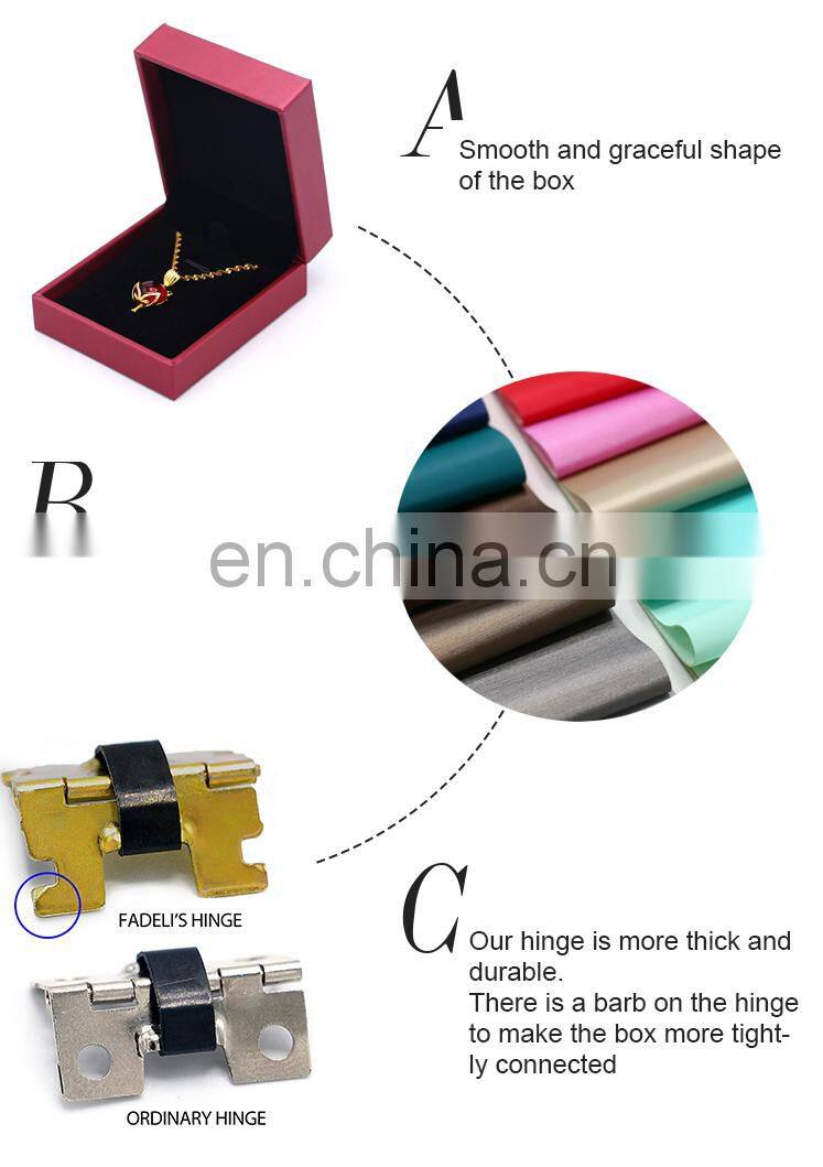 Fadeli Wholesale Custom Logo Red Pu Leather Jewelry Packaging Necklace Pendant Box