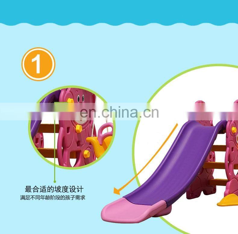 Cheap Factory Price Durable Safety Cartoon Kindergarten Preschool Home Set Plastic Indoor Children Slide with Basketball Ring