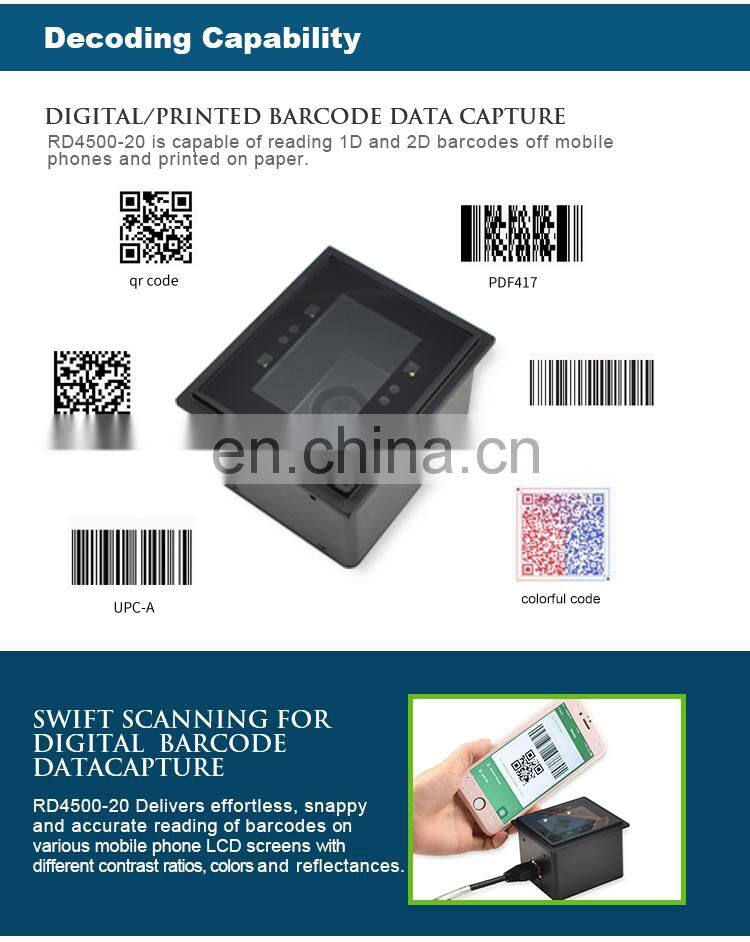 High Speed Oem Scan Engine 2D RS232 Barcode Scanner Module USB 32 Bit Stock CMOS