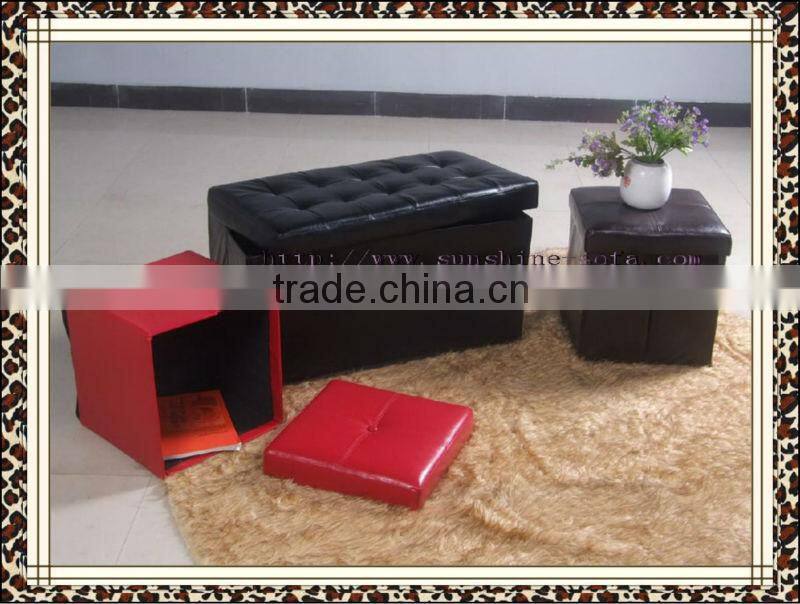 Leather Bed End Folding Stool with Drawer