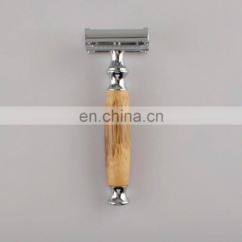Classic Laser Custom New Design Butterfly Bamboo Handle Metal Eco-friendly Barber Double Edge Blades Shaving Safety Razor