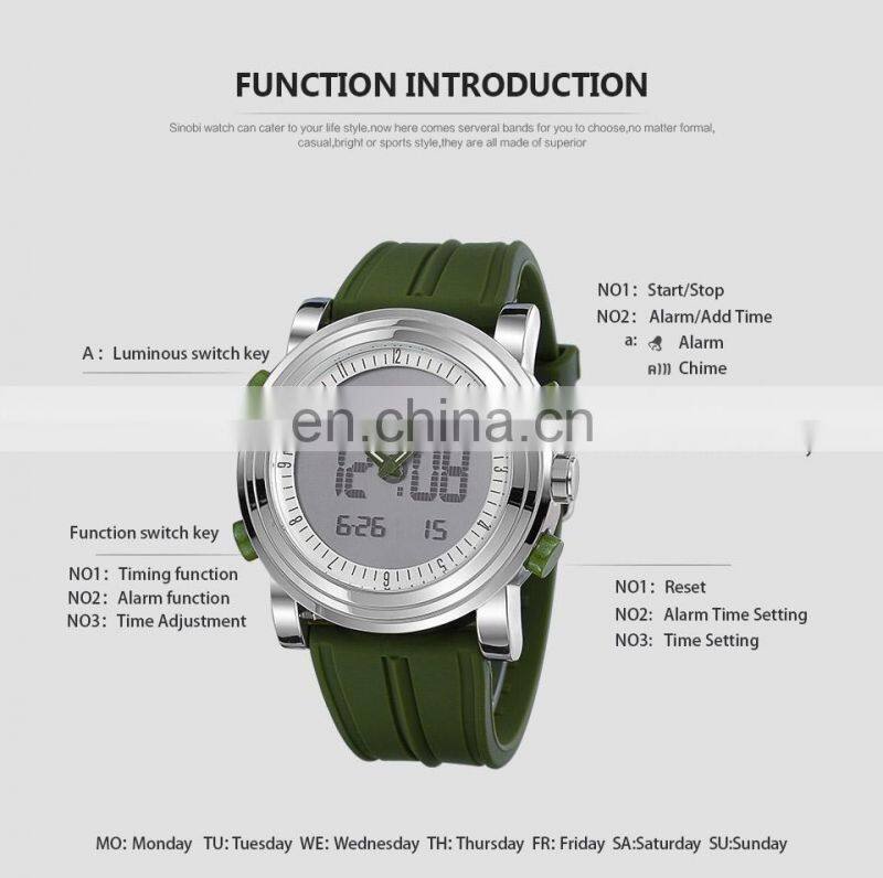 Small Order 50PCS Factory Direct Men's Watch Chronograph Silicone Band Alarm Watches Man Sport Wristwatch