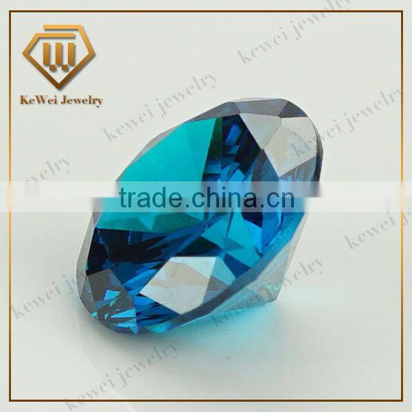Wholesale Dark Aquamarine round machine cut synthetic cubic zirconia