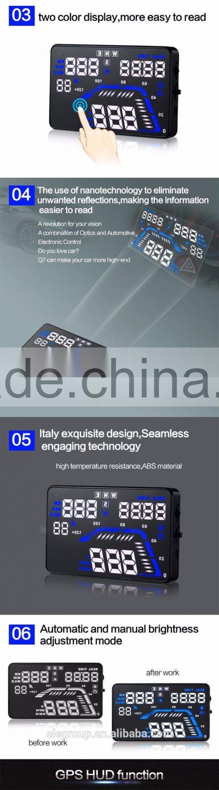 Universal 5.5" Inch Q7 LED Head Up Digital Display Car GPS OBD2 HUD