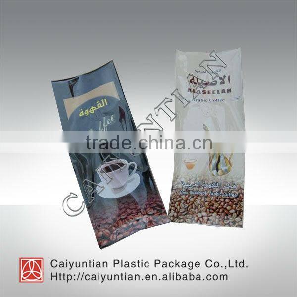 aluminum coffee bag with logo printing four/eight side-gusset sealing with valve