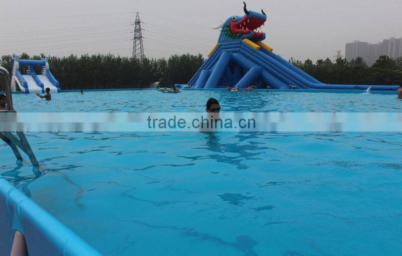 Residential inflatable water slide with inflatable swimming pool for sale
