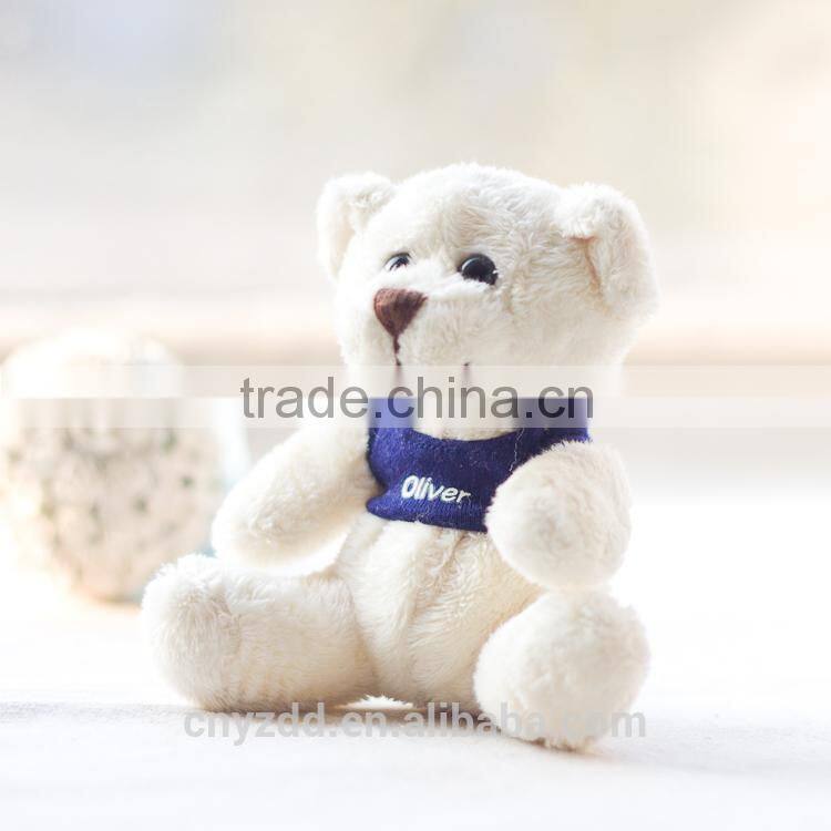 Cheap Plush Toy Couple Bears 11cm Tall Wearing Clothes/Soft Bear Toy in White or Brown/Stuffed Toy Bear of Promotional Gift