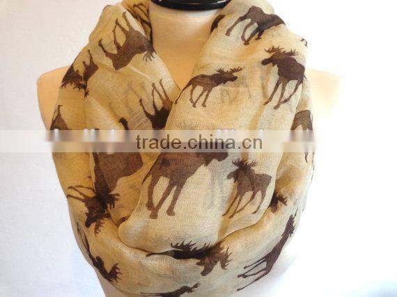 Hot Selling 2015 New Antelope Pattern Print Fashionable Lady Scarf