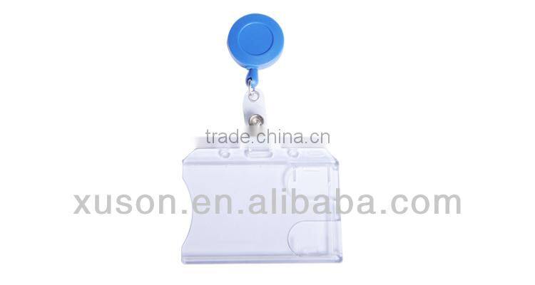 Oval shape retractable magnet badge older for card holder with belt clip and key ring