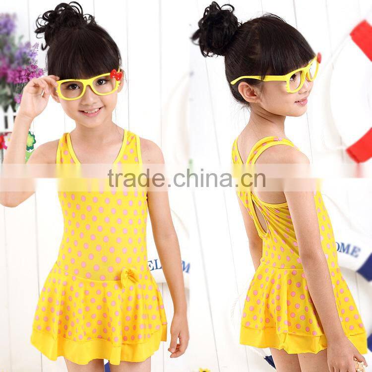 Lovely Girl Dot Print One Piece Kids Swimwear