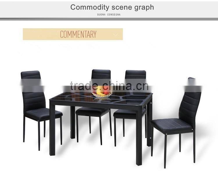 2016 Hot sale new arrival foshan black rectangle modern glass top dining table