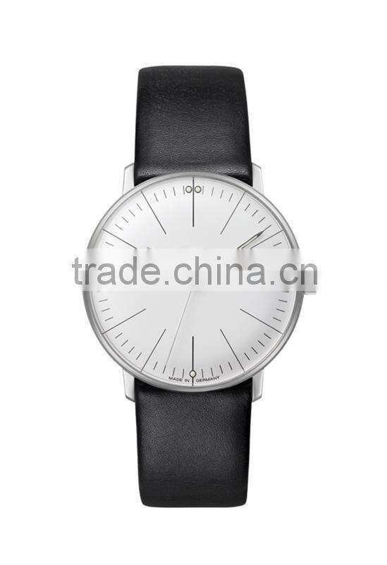 Germany design 316L stainless steel case genuine leather strap curved sapphire glass minimalist watch