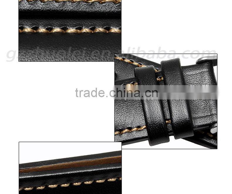 2015 new arrival 20|22mm high quality genuine cowhide leather bracelet with pin buckle wholesale 3pcs