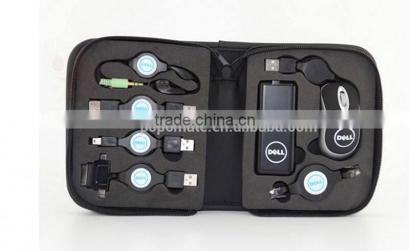 Portable Travel USB Kits Mobile Charger with Quality Black Bag as for Promotional Gifts