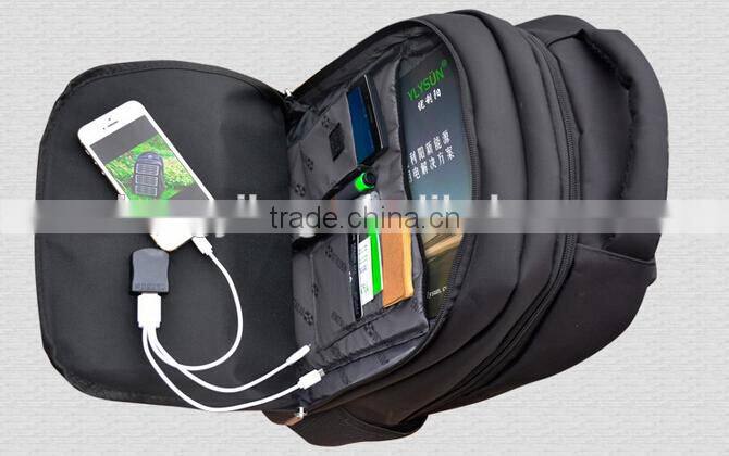 Exquisite hiking chargeable black solar panel backpack