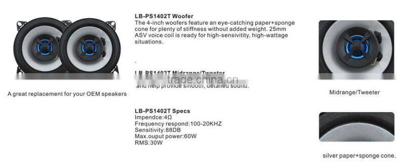 Promotional discounts 4"inch powered car coaxial speaker spare audio speakers