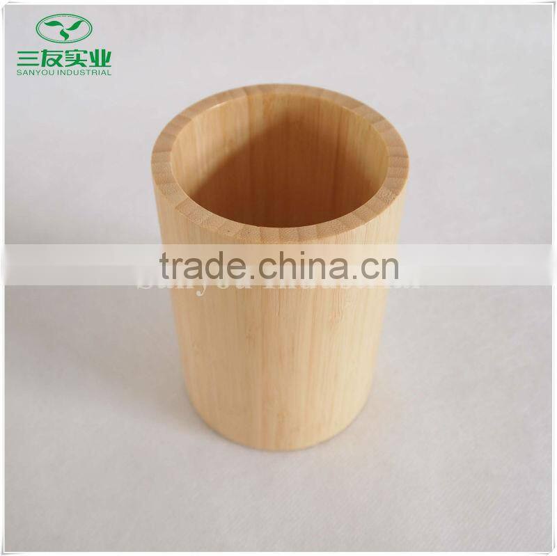 Round Natural Bamboo Brush Pot