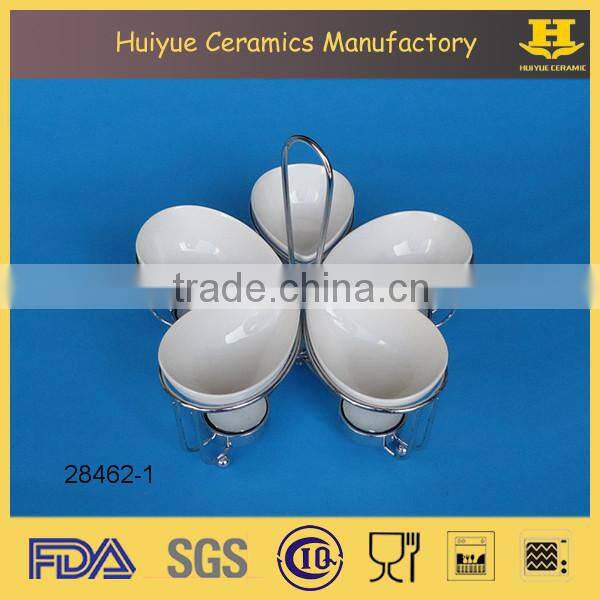 Fondue with Metal Stand, Ceramic Chocolate Fondue Set for Five People