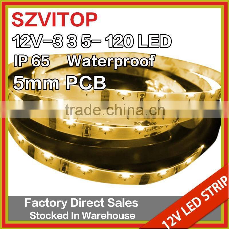 SV16.4FT 335 SMD LED Strip Side emitting 5M 600 leds warm white Light Waterproof free shipping-Waterproof DC 12V 5mm PCB