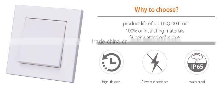 2016 Best Selling Products european style 1 gang 1 way 16A thin electric wall switch