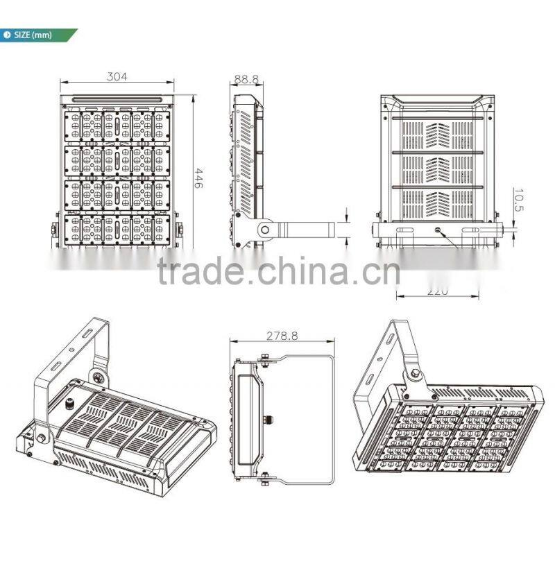 Meanwell Driver Different Beam Angle Modular Design Adjustable Bracket CE Rohs 100-140lm/W 120W LED Tunnel Light