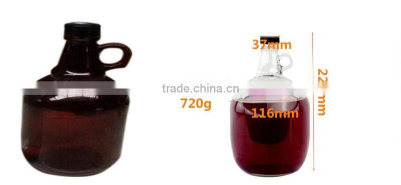 35oz empty round California wine glass bottle with handle round California wine glass bottle