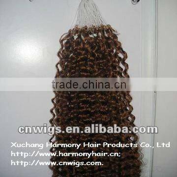 Popular double beads remy micro loop indian hair extensions