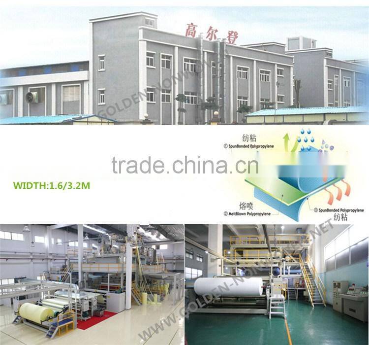 Eco and waterprood nonwoven fabric roll for hospital bed sheet, Light Blue color sms nonwoven fabric for medical use sms fabric