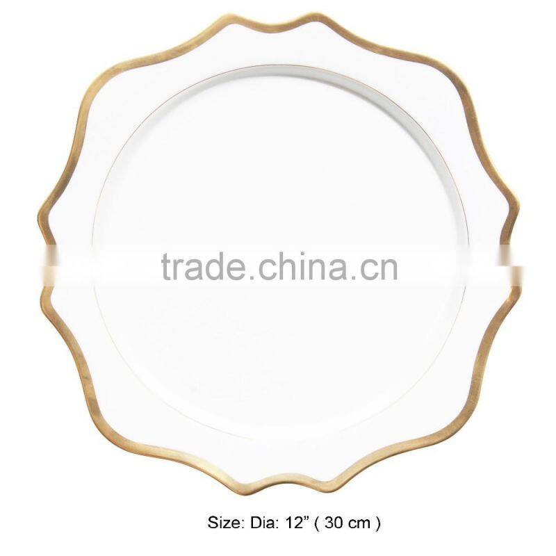 White Charger plate, decorative charger plate, iron charger plate