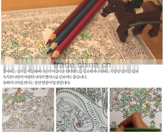 2015 Wholesale new arrive hand-painted secret garden series alice in wonderland adult coloring books