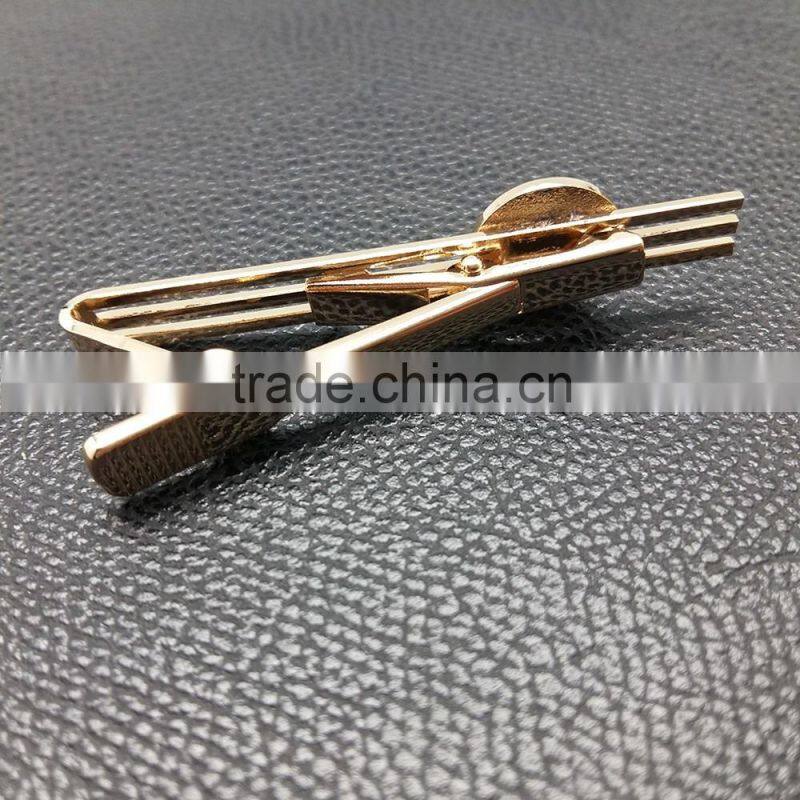 Fashion men's gold plating metal tie pin with custom logo