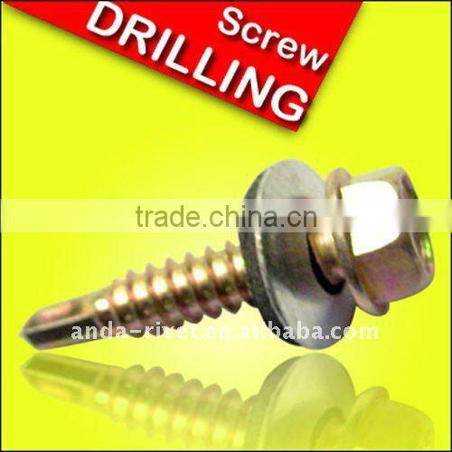 Hex flange head self drilling screw with EPDM washer
