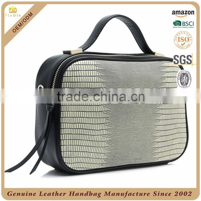 CSS1496-002 2016 Latest Lady Metal Genuine Leather Lizard Grain Embossed Cross body Purse Mini handbags