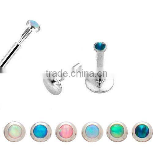 Surgical Steel Opal Labret Style Nose Stud Ring