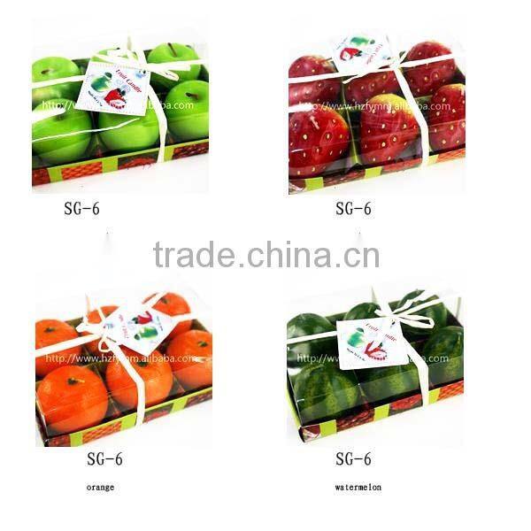 6pcs packing watermelon shape scented fruit candle