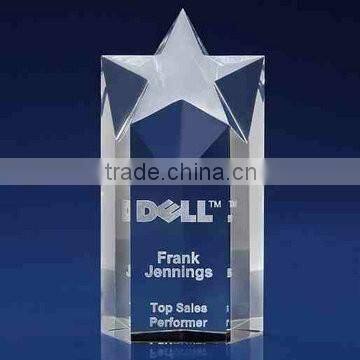 3d laser engraved logo crystal block for customized sport souvenirs or office decoration