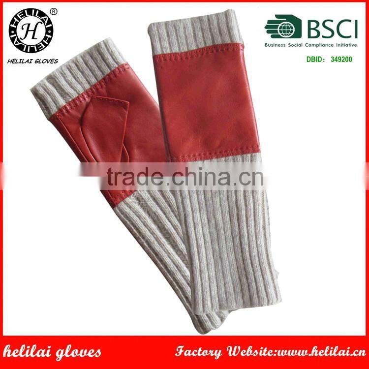 HELILAI Factory Price Leather Gloves Fingerless Long Style Driver Glove