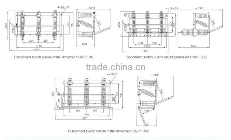 35kv GN27-40.5 Series Indoor High Voltage Disconnect Switch