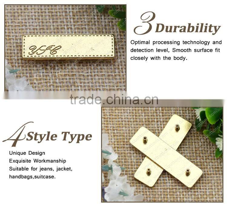 Gold name tag branded buttons for garments jeans accessories