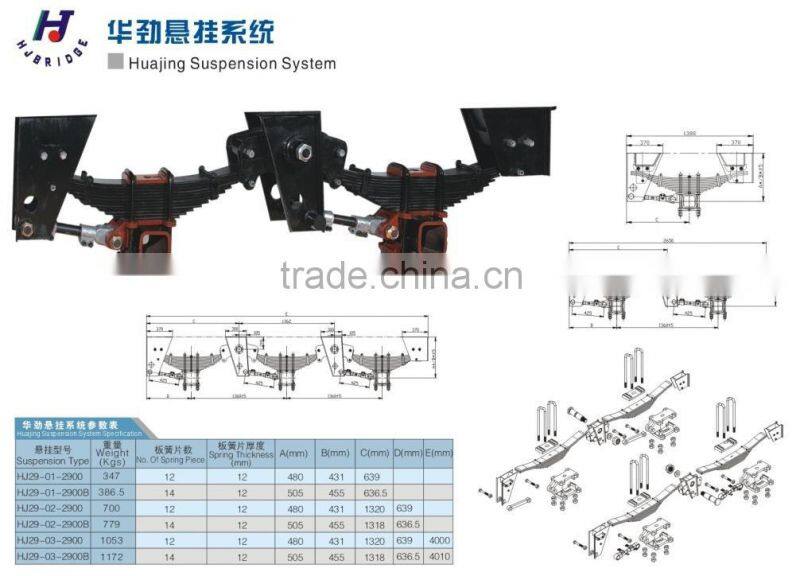 BPW type 2 or 3 axles trailer mechanical suspension