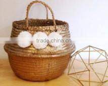 High quality best selling eco-friendly purple seagrass belly basket