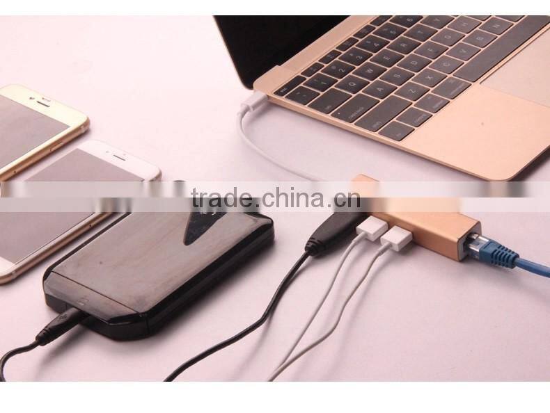 USB3.1 Type-C USB-C to RJ45 Ethernet LAN Adapter With 3 PortUSB Hub for notebook