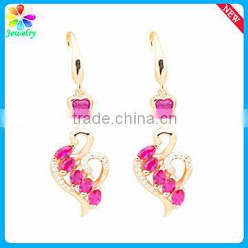 Ruby Gemstone Platinum Plating Silver Eardrop Ear Plug 925 Sterling Silver Hoop Gold Earring
