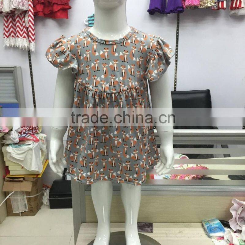 2016 Newly Made Sleeveless Qmilch Baby Girls Summer Fox Design Kids Boutique Outfit